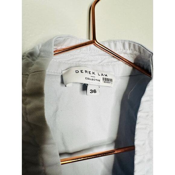 DEREK LAM x RTR Blue Light Cotton Sleeveless Tie Waist Romper Size 36 - Picture 9 of 14